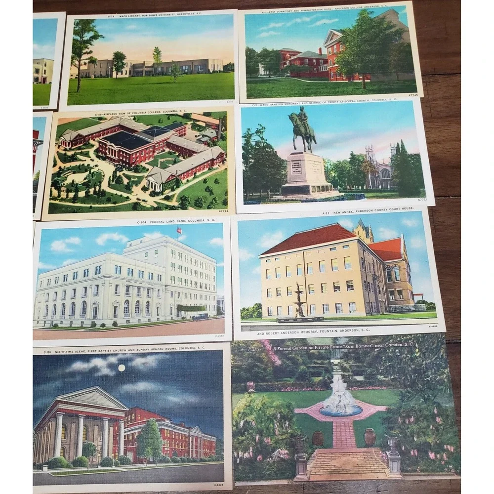 LOT 20 Vintage Linen Postcards - South Carolina‎ - Unused Unposted